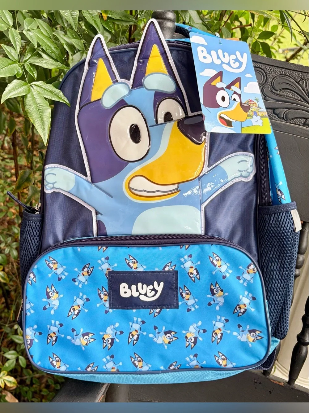 NWT BLUEY Kids Backpack with Large Blue Character Front